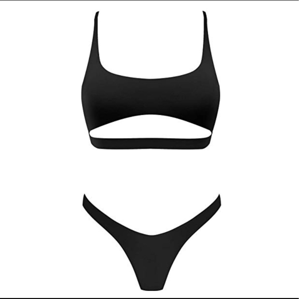 Black cutout 2 piece bikini